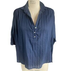 CALI by Cali Dreaming Navy Cotton Tunic Shirt Size Small